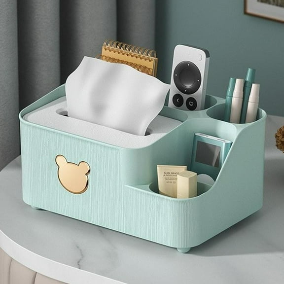 Tissue Box Holder, Decorative Storage Caddy, Multifunctional Organizer for Living Room Desk