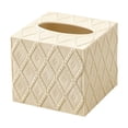thumbnail image 1 of Tissue Box Holder, Desktop Refillable Paper Towel Storage Box with Detachable Cover, Durable Plastic Striped Dispenser, 4.53" X 4.53" X 3.94", for Home Office Hotel Car Living Room Bedroom, 1 of 6