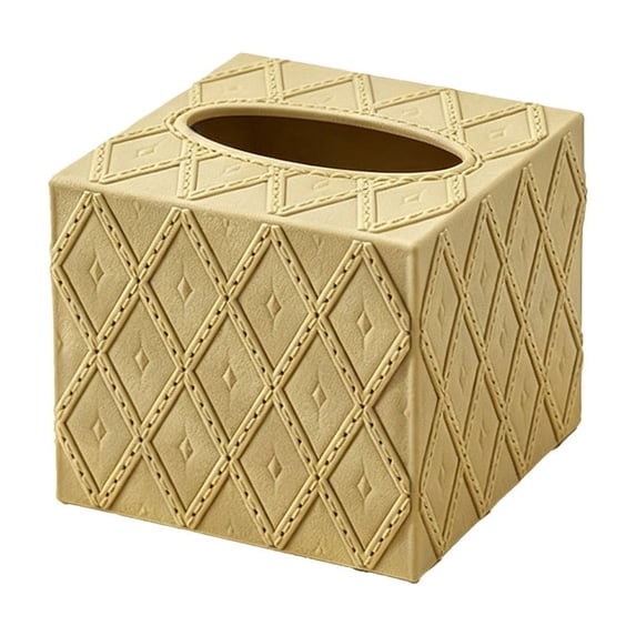Tissue Box Holder, Desktop Refillable Paper Towel Storage Box with Detachable Cover, Durable Plastic Striped Dispenser, 4.53" X 4.53" X 3.94", for Home Office Hotel Car Living Room Bedroom