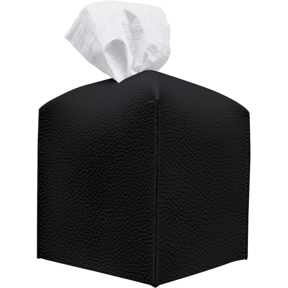 Tissue Box Holder, Modern Leather Square Tissue Box Holder, Decorative Tissue Cube Organizer for Bathroom Tabletop, Car Night Stands, Office Desk Countertop, Bedroom,Living Room(Grey)