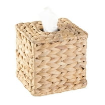 Tissue Box Holder - Square- Rattan Wicker Tissues Cube Box Cover -Boho Decorative Woven Facial Tissue Holder on Table and Barthroom (Square)