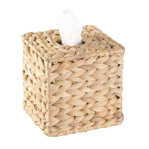 Tissue Box Holder - Square- Rattan Wicker Tissues Cube Box Cover -Boho Decorative Woven Facial Tissue Holder on Table and Barthroom (Square)