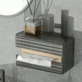 thumbnail image 1 of Tissue Box Holder Wall Mounted, Damage-Free Adhesive, Clear Tissue Box Holder for Bathroom, Kitchen, and Living Room, Plastic Decorative Tissue Box Home Decor Translucent Gray 7.5x4.9x3.7in, 1 of 6