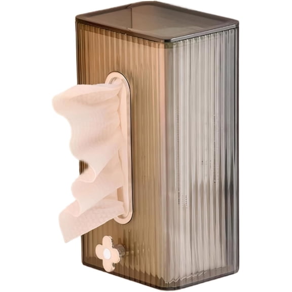 Tissue Box Holder Wall Mounted:Rectangle Tissue Box Cover,Clear Tissue Box Organizer,Plastic Facial Tissue Dispenser,Napkin Holder for Bathroom,Kitchen,Home (Gray)