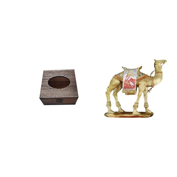 Tissue Box Organizer Desk Camel Figurine Wooden Material for Bathroom Bedroom Living Room Decor