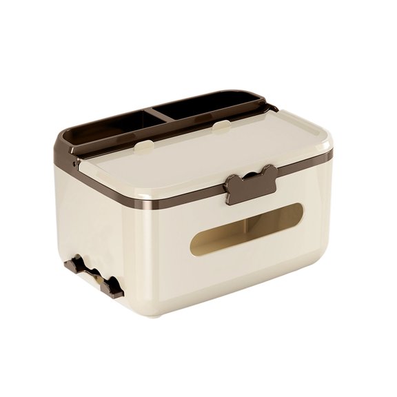 Tissue Box Organizer with Remote Control Holder for Living Room Bedroom, Multi-Compartment Storage Box for Tissues and Small Items, Decorative Home Accent for Clutter Control