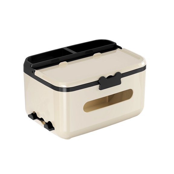 Tissue Box Organizer with Remote Control Holder for Living Room Bedroom, Multi-Compartment Storage Box for Tissues and Small Items, Decorative Home Accent for Clutter Control