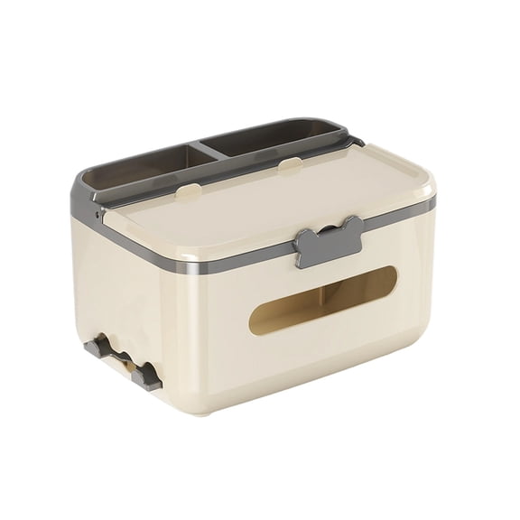 Tissue Box Organizer with Remote Control Holder for Living Room Bedroom, Multi-Compartment Storage Box for Tissues and Small Items, Decorative Home Accent for Clutter Control