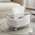 thumbnail image 1 of Tissue Box Paper Organizer, Transparent Plastic, Magnetic Flip-top Lid, Built-in Spring Base, Sleek Home Decor for Living Room or Kitchen, Topliu, 1 of 9