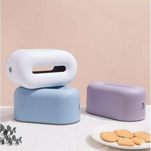 Tissue Box, Plastic Simple Home Tissue Storage Case is Equipped with Elastic Bands for Fixation to Making It More Convenient to Use, Blue