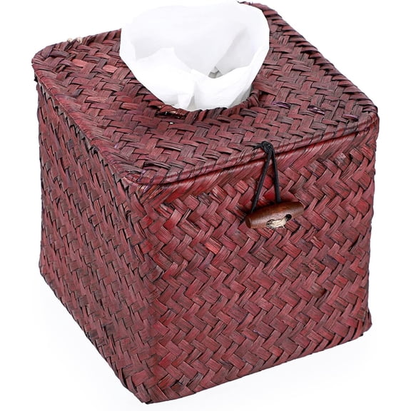 Tissue Box Square Tissue Holder Seagrass Tissue Box Cover Woven Tissue Box Holder Decorative Tissue Cover for Bathroom Tissue Box Cover Cube for Home Office Table Counter,5.51 x 5.51 x 5.51inch
