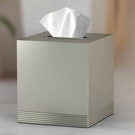 Tissue Box | Stainless Steel Square Facial Tissue Box Cover Holder | Brushed Pewter