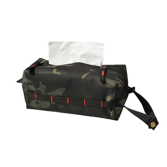 Tissue Box Waterproof Tissue Storage Bag for Camping (Black Camouflage)