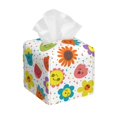 thumbnail image 1 of Tissue Cartoon Flowers Box Cover Holder, Square by Xecao - Leather Decorative Organizer for Tabletop, Bathroom, Car, Office, 1 of 8