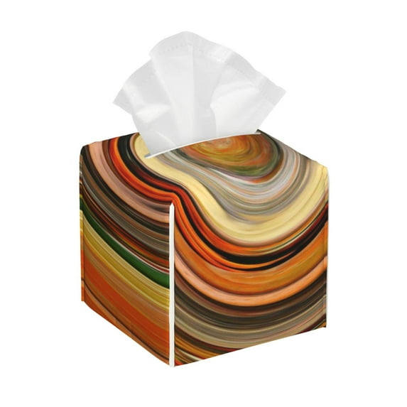 Tissue Colorful Swirl Box Cover Holder, Square by Xecao - Leather Decorative Organizer for Tabletop, Bathroom, Car, Office