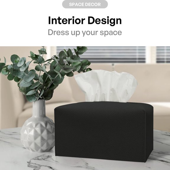 Tissue Cover [Refined] Modern Leather Rectangular Tissue Holder Decorative Holder/Organizer For Bathroom Vanity Countertop Night Stands Desk Desktop Ornament Easy To Use