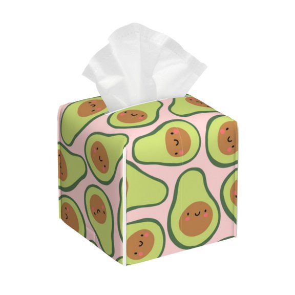 Tissue Cute Avocado Box Cover Holder, Square by Xecao - Leather Decorative Organizer for Tabletop, Bathroom, Car, Office