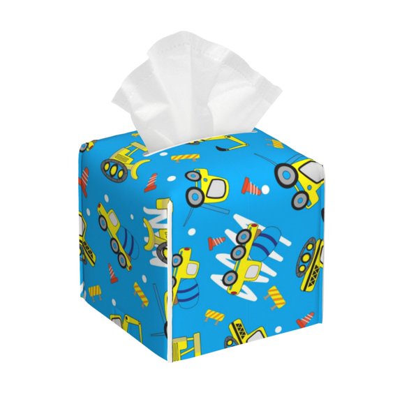 Tissue Cute Car Cartoon Box Cover Holder, Square by Xecao - Leather Decorative Organizer for Tabletop, Bathroom, Car, Office
