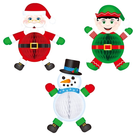 Beistle 20357 7-10.75 in. ELF, Santa & Snowman Figures Tissue - Pack of 12