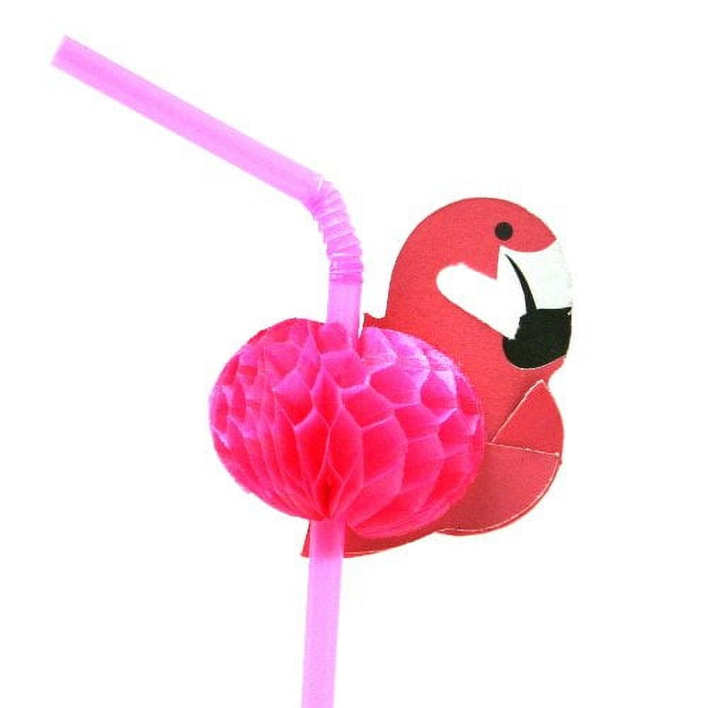 Tissue Flamingo Straws - Party Supplies - 12 Pieces