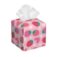 thumbnail image 1 of Tissue Haear Strawberry Box Cover Holder, Square by Xecao - Leather Decorative Organizer for Tabletop, Bathroom, Car, Office, 1 of 8
