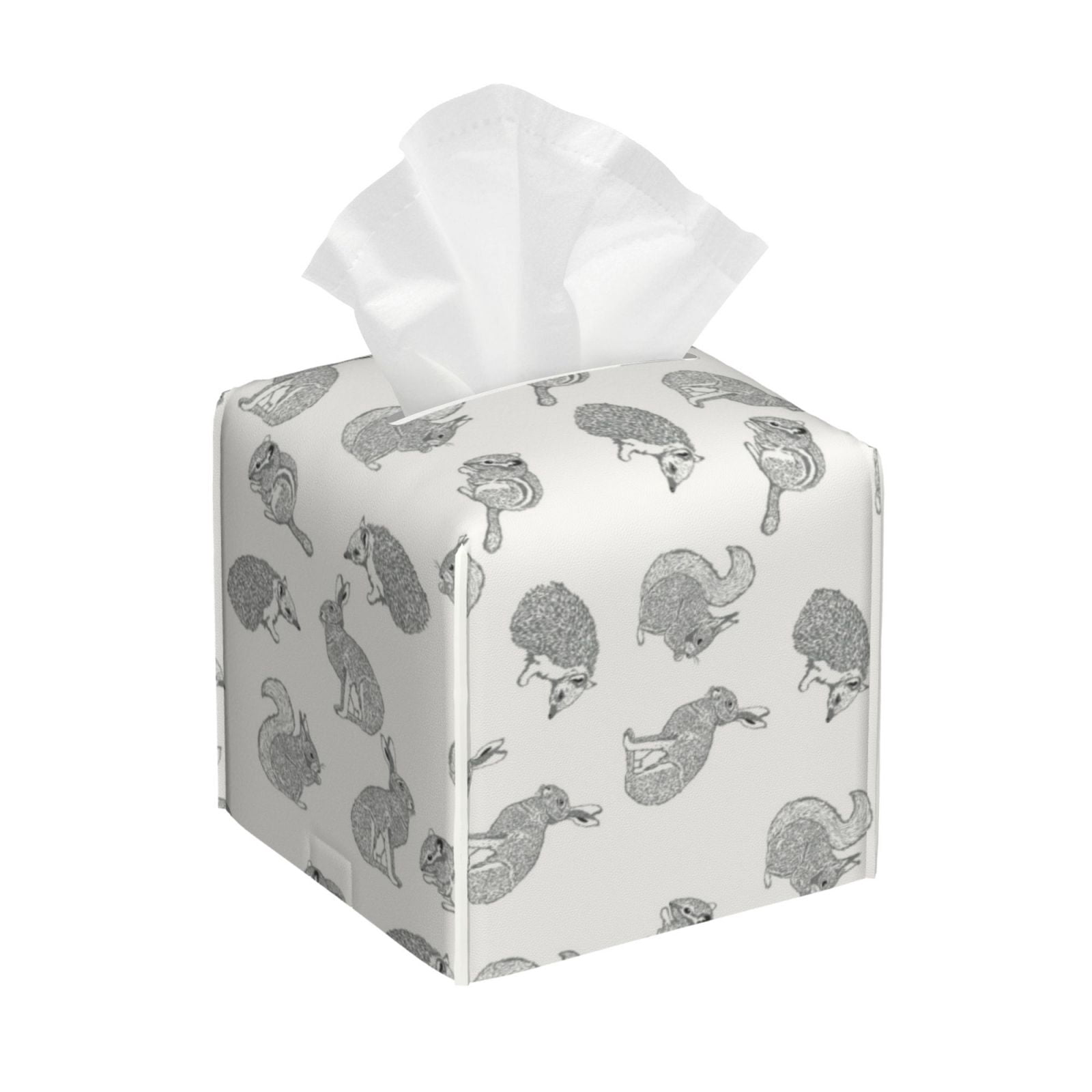 Tissue Hand Drawn Squirrel Box Cover Holder, Square by Xecao - Leather ...