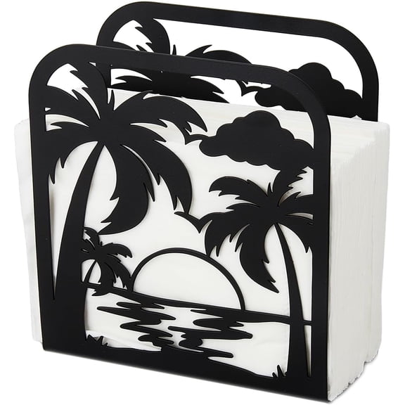Tissue Holder Palm Trees Kitchen Napkin Holder Sunset Napkin Stand Dispenser Tabletop Tissue Stand Rustic Cloth Paper Napkin Holder
