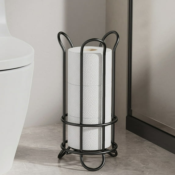 Tissue Holder under $5! kkbbma Metal Standing Toilet Paper Holder, Freestanding Bathroom Tissue Dispenser Storage Rack