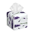 thumbnail image 1 of Tissue Lavender Flowers Box Cover Holder, Square by Xecao - Leather Decorative Organizer for Tabletop, Bathroom, Car, Office, 1 of 8
