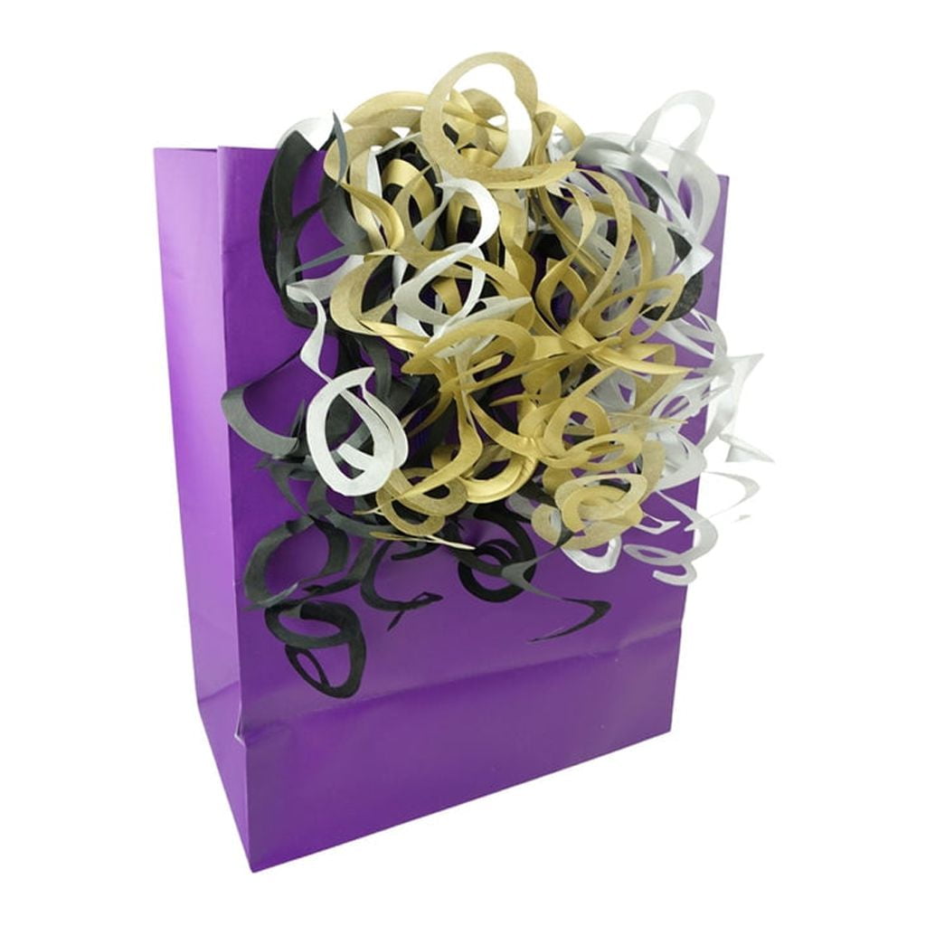 Tissue Paper Curlz Gift Bag Filler, 42-Inch - Gold/Black/Silver