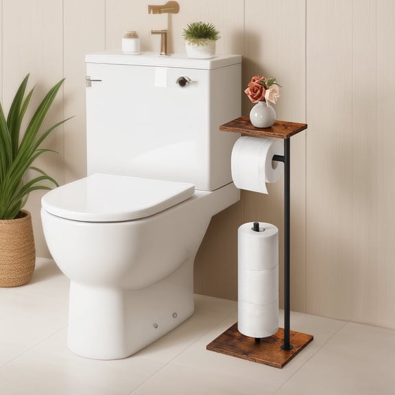 Tissue Paper Holder with Storage Shelf, 2-in-1 Wall Mounted or Countertop Organizer for Bathroom, Kitchen, Office - Multi-Purpose Dispenser with Storage Platform