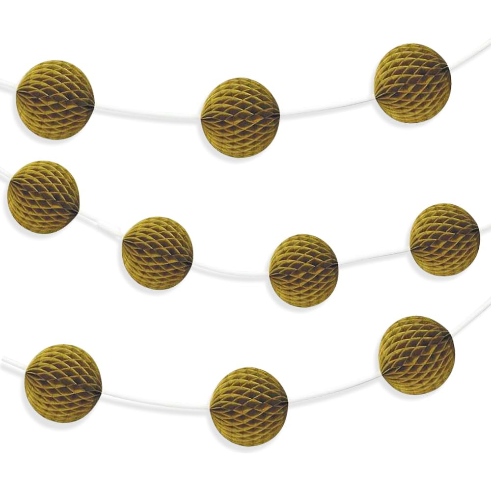 Tissue Paper Honeycomb Ball Garland, 7 ft, Gold, 1ct