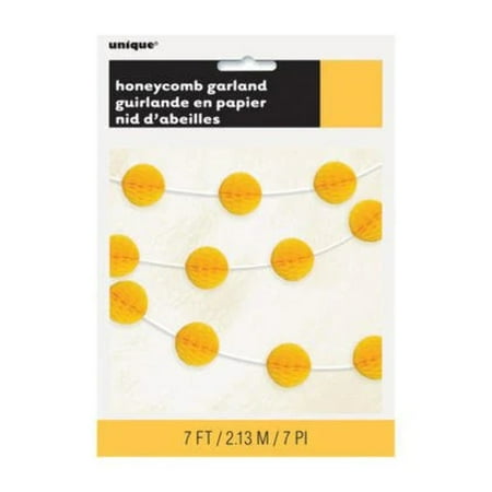 Tissue Paper Honeycomb Ball Garland, 7 ft, Yellow, 1ct