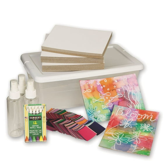 S&S Worldwide Exclusive Tissue Paper Painting Easy Pack, Innovative Painting Technique Looks Like Watercolor, 5" x 7" Watercolor Panels and Bleeding Tissue Paper, For Kids, Adults, Groups, Makes 36