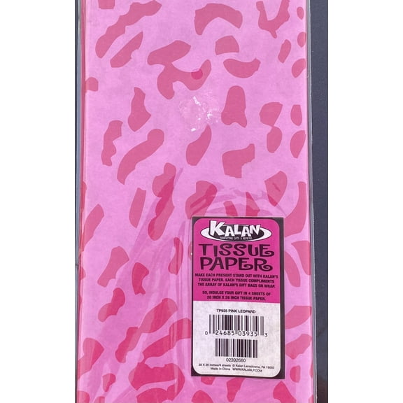 Tissue Paper Pink Leopard Print Novelty, 4 Sheets 20x26 each, Kalan