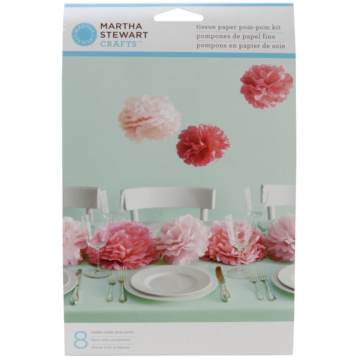 Tissue Paper Pom-Pom Kit Makes 5-Pink, Pk 1, Martha Stewart 