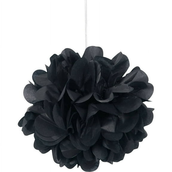 Tissue Paper Pom Poms, 9 in, Black, 3ct