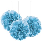 Tissue Paper Pom Poms, 9 in, Light Blue, 3ct