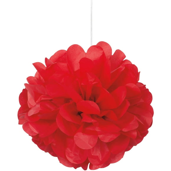 Tissue Paper Pom Poms, 9 in, Red, 3ct