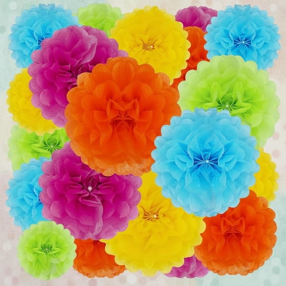 Tissue Paper Pom Poms, Colorful Tissue Paper Flowers, Hanging Flower Balls for Weddings Parties Decoration