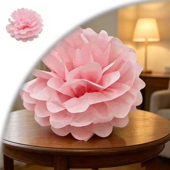 Tissue Paper Pom-poms, Flower Ball Wedding Party Outdoor Decoration Tissue Paper Pom Pom Flower(Pink)