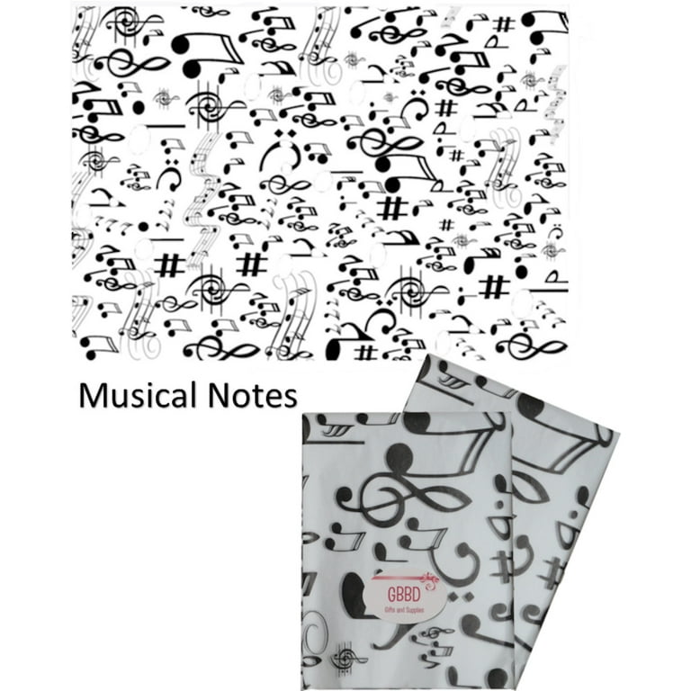 Tissue Paper with Printed Music Note Gift Wrapping or Decoupage 24  Decorative Sheets 20 X 30