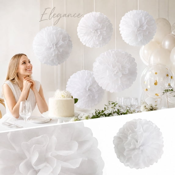 Tissue Pompoms and Hanging Flower Decorations - Paper Ball for Party Wedding Decoration 1PCS