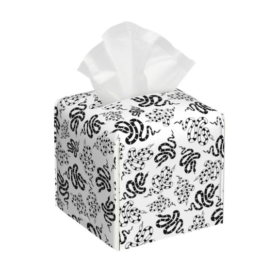 Tissue Snake Box Cover Holder, Square by Xecao - Leather Decorative Organizer for Tabletop, Bathroom, Car, Office
