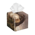 thumbnail image 1 of Tissue Three Horses Oil Painting Box Cover Holder, Square by Xecao - Leather Decorative Organizer for Tabletop, Bathroom, Car, Office, 1 of 8