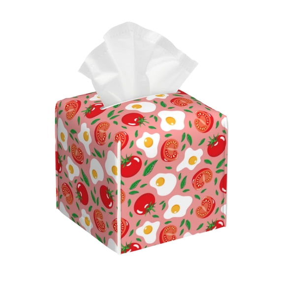 Tissue Tomatoes Box Cover Holder, Square by Xecao - Leather Decorative Organizer for Tabletop, Bathroom, Car, Office