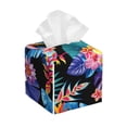 thumbnail image 1 of Tissue Tropical Palm Leaves Box Cover Holder, Square by Xecao - Leather Decorative Organizer for Tabletop, Bathroom, Car, Office, 1 of 8