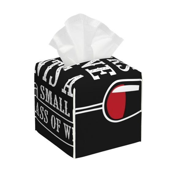 Tissue Wine Funny Box Cover Holder, Square by Xecao - Leather Decorative Organizer for Tabletop, Bathroom, Car, Office