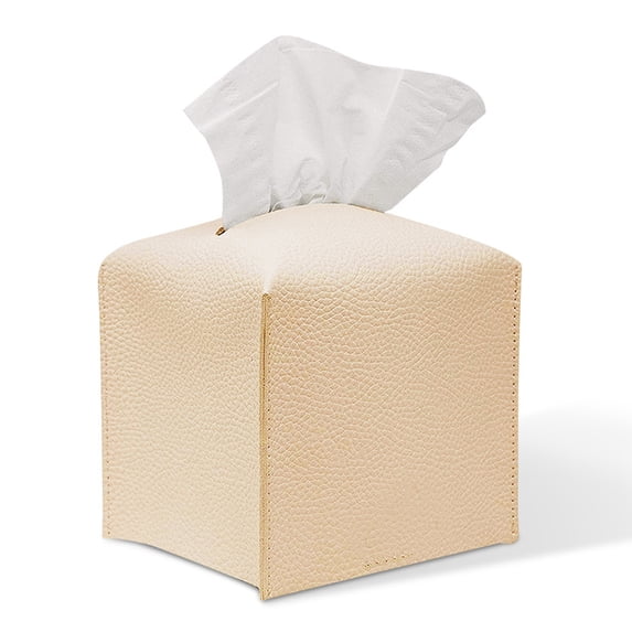 Tissue box cover Square leather - Tissue box Bathroom decor cube tissue holderoff-white