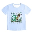 thumbnail image 1 of Tisuna 3Rd Birthday Summer T Shirts Boys Toddler Dinosaur Print Short Sleeve Crew Neck Tops Little Boys Breathable Birthday Party Wear Light Blue Size 1-2 Years, 1 of 1